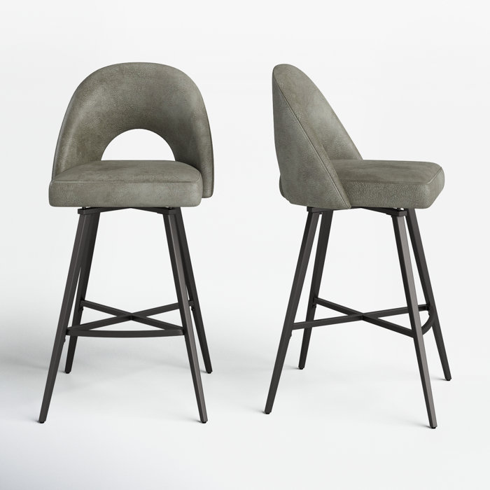 Mercury Row® Etna Swivel Upholstered Counter Stool with Metal Frame